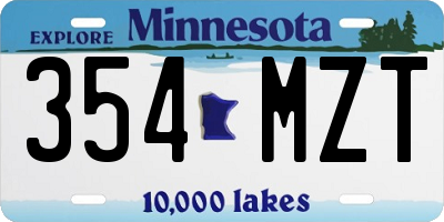 MN license plate 354MZT