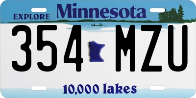 MN license plate 354MZU