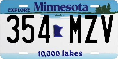 MN license plate 354MZV