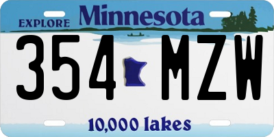 MN license plate 354MZW