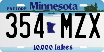 MN license plate 354MZX