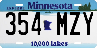 MN license plate 354MZY