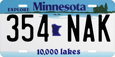 MN license plate 354NAK