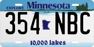 MN license plate 354NBC