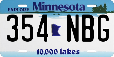 MN license plate 354NBG