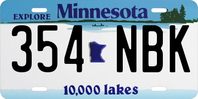 MN license plate 354NBK