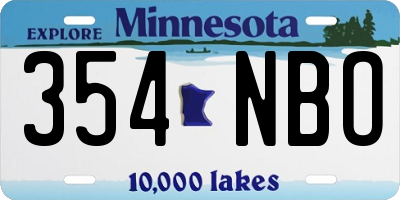 MN license plate 354NBO