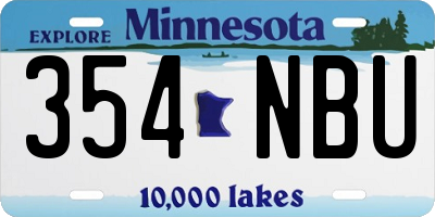 MN license plate 354NBU