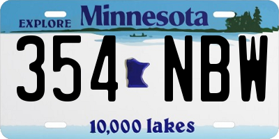 MN license plate 354NBW
