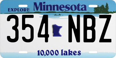 MN license plate 354NBZ