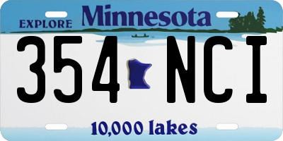 MN license plate 354NCI