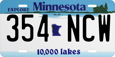 MN license plate 354NCW