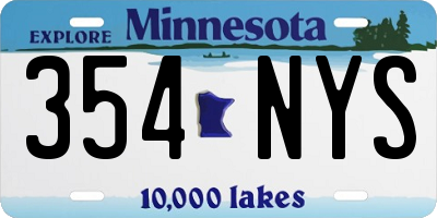 MN license plate 354NYS