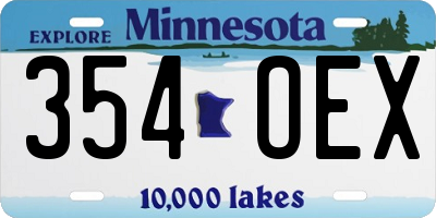 MN license plate 354OEX