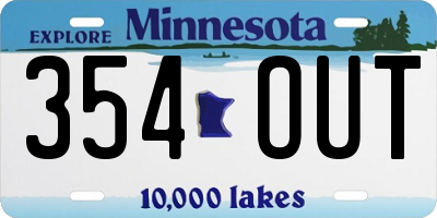 MN license plate 354OUT