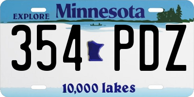 MN license plate 354PDZ