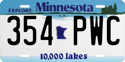 MN license plate 354PWC