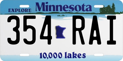 MN license plate 354RAI