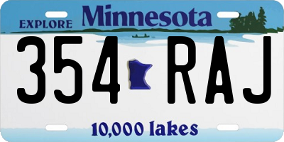 MN license plate 354RAJ