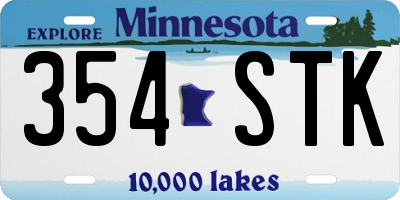 MN license plate 354STK
