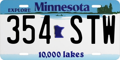 MN license plate 354STW