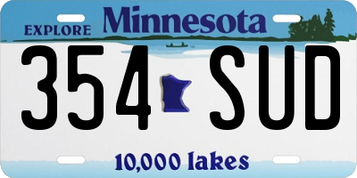 MN license plate 354SUD
