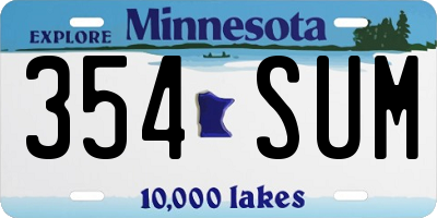 MN license plate 354SUM