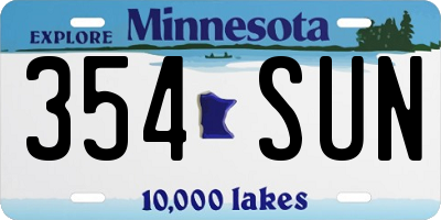 MN license plate 354SUN