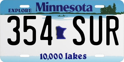 MN license plate 354SUR
