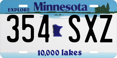 MN license plate 354SXZ
