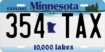 MN license plate 354TAX