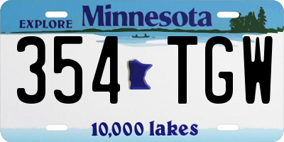 MN license plate 354TGW