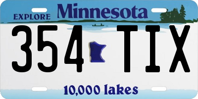 MN license plate 354TIX