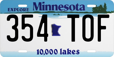 MN license plate 354TOF