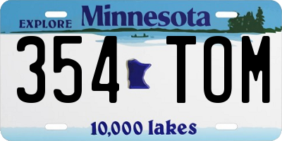 MN license plate 354TOM