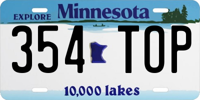 MN license plate 354TOP