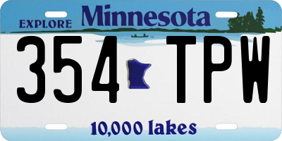 MN license plate 354TPW