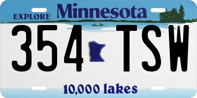 MN license plate 354TSW