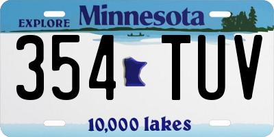 MN license plate 354TUV