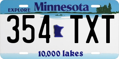 MN license plate 354TXT