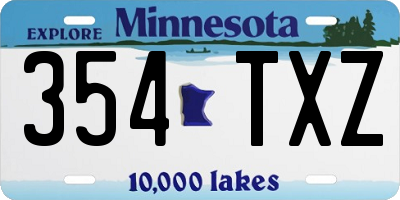 MN license plate 354TXZ