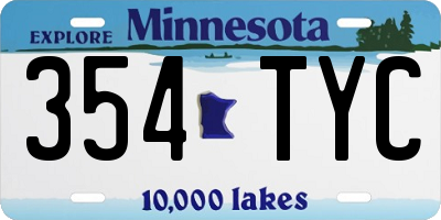 MN license plate 354TYC