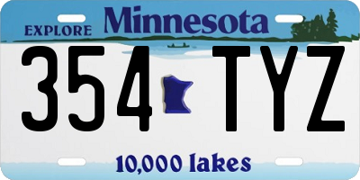 MN license plate 354TYZ