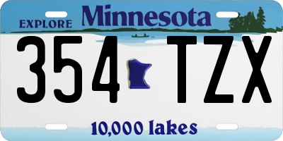 MN license plate 354TZX