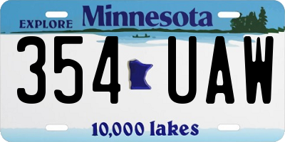 MN license plate 354UAW