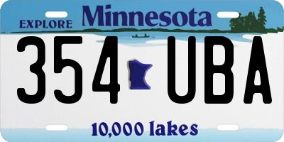 MN license plate 354UBA