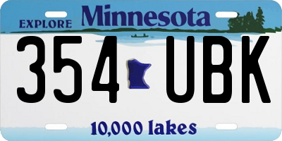 MN license plate 354UBK