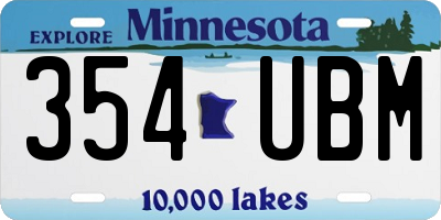 MN license plate 354UBM