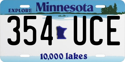 MN license plate 354UCE