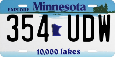 MN license plate 354UDW